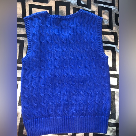 Blue Ralph Lauren Polo V-Neck Cable Sweater Vest - Picture 2 of 3
